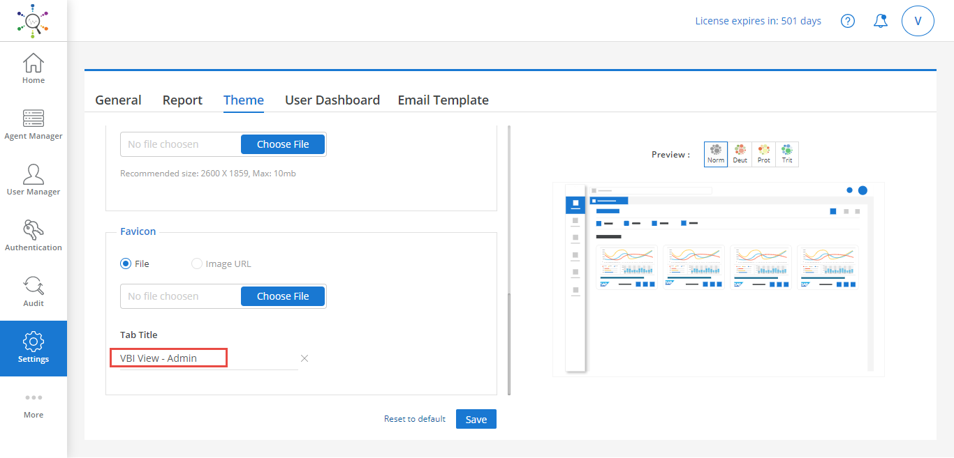 Browse Tab Header Name settings