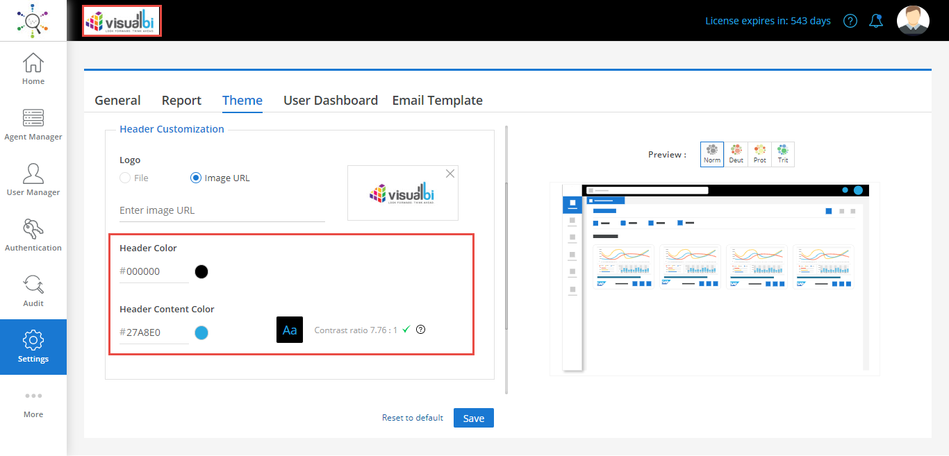 Select Header and Header Content Color