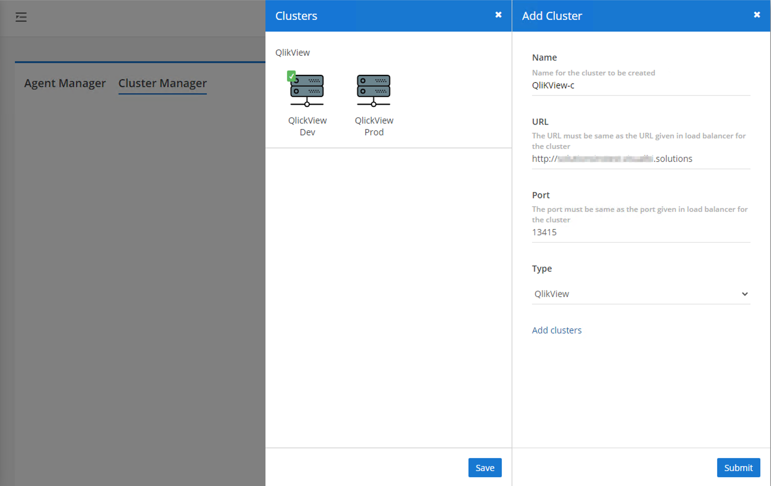 Enter Cluster details