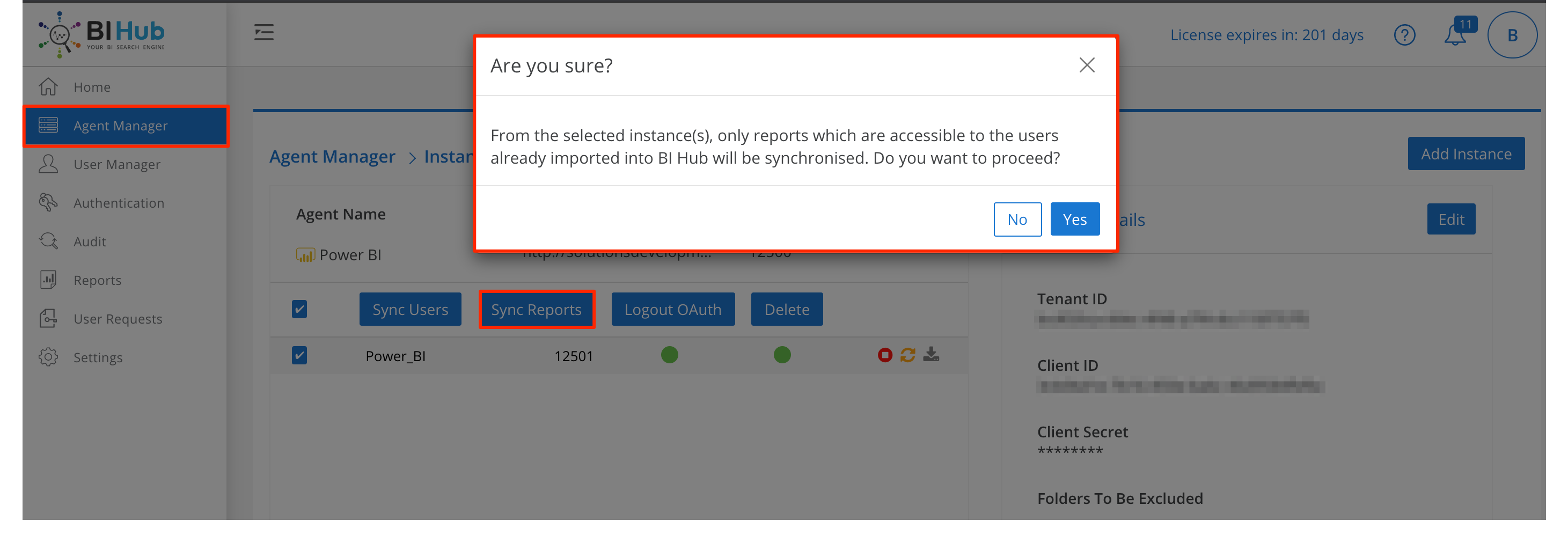 Sync Instance Reports