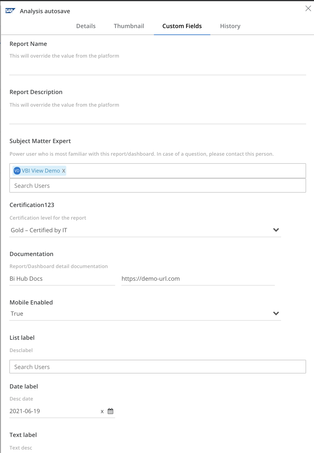 Custom Fields