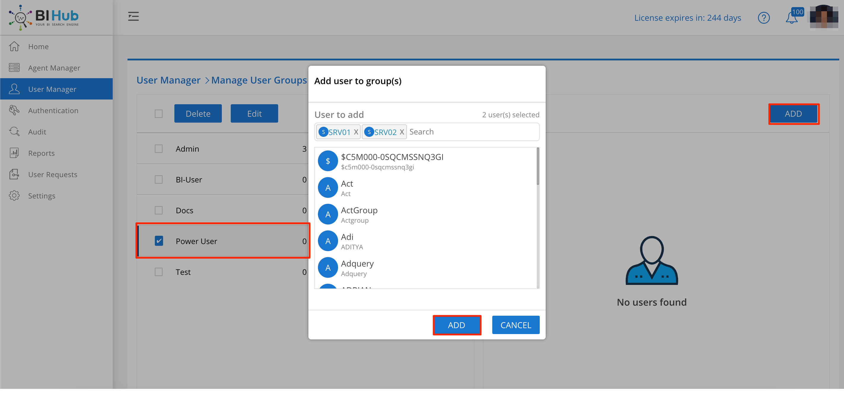 Add Users to the User Group