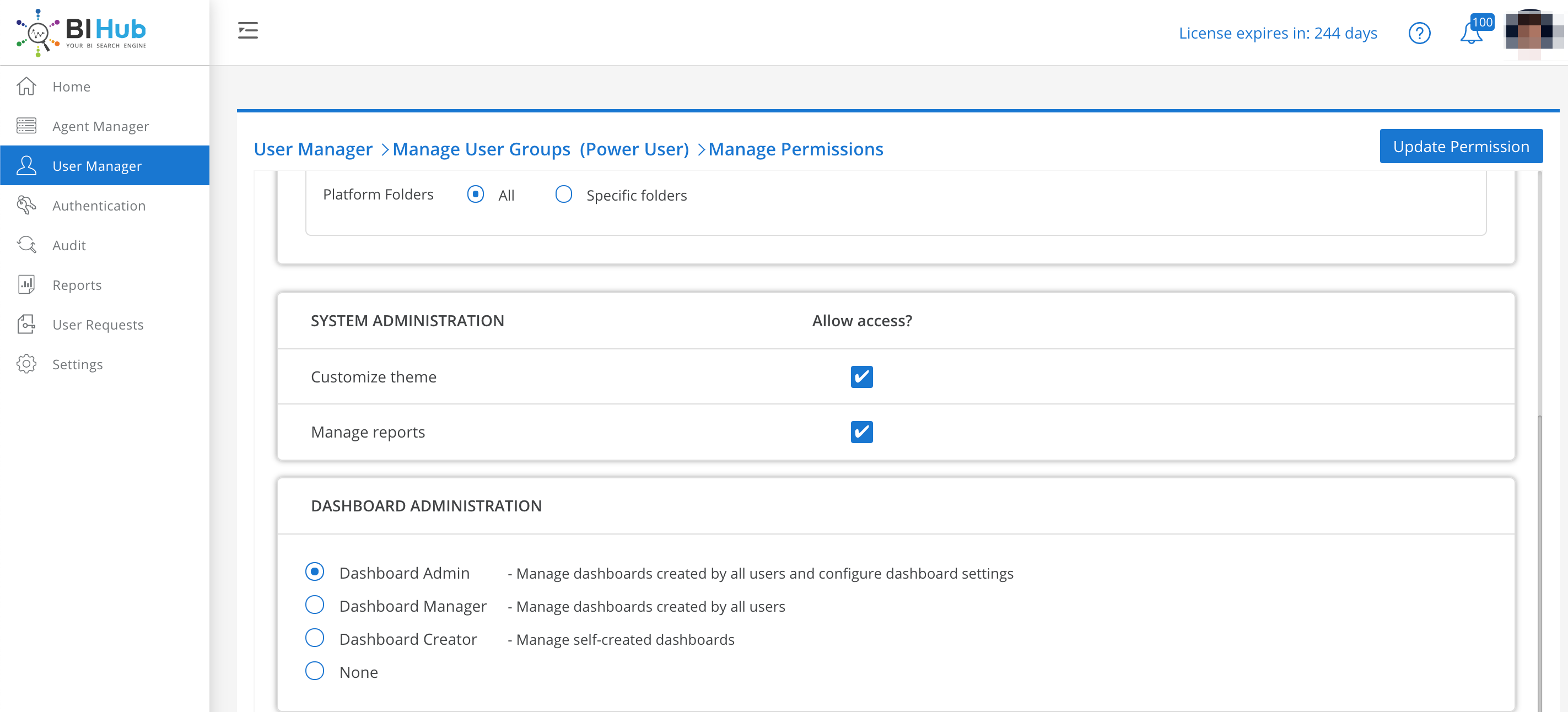 Manage Users Groups screen