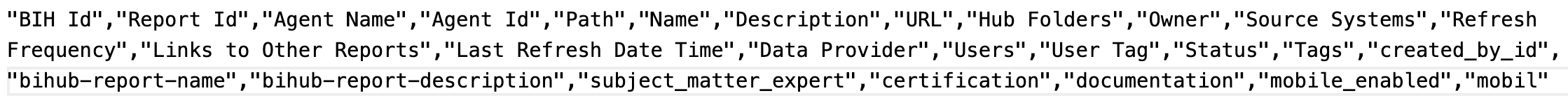 Report's metadata attributes