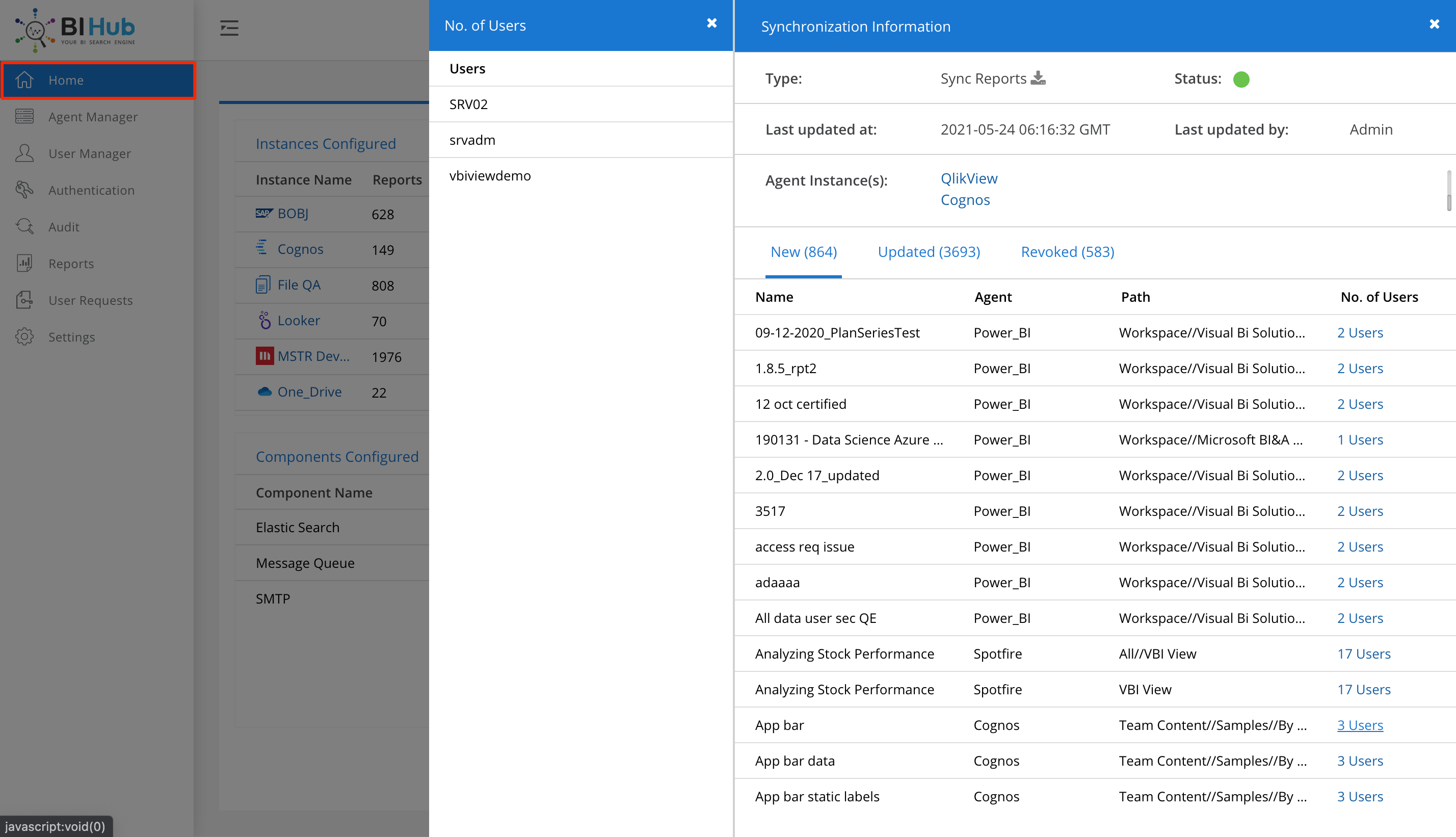 Reports sync information