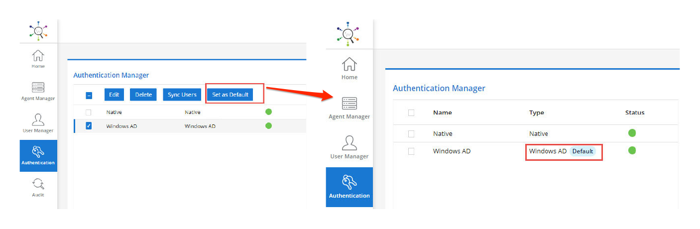 Authentication Manager - Default Authentication Type