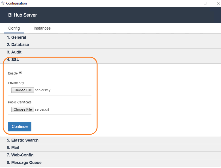 Upload Private key and Public Certificate