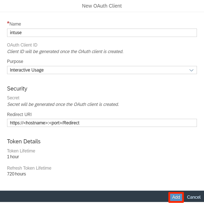 New OAuth Client Form